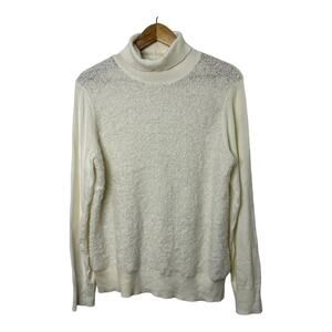 Juicy Couture Ivory Textured Wool-Blend Turtleneck Sweater Women's XL New